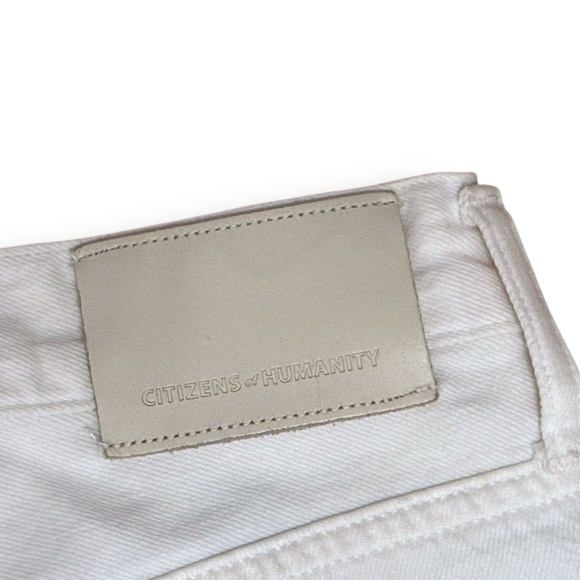 Citizens Of Humanity Annabelle White Denim Shorts Zip High Waist Distressed 25 - Picture 5 of 12